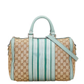 グッチ GGキャンバス ハンドバッグ ショルダーバッグ 2WAY 247205 ベージュ ブルー キャンバス レザー レディース GUCCI 【中古】